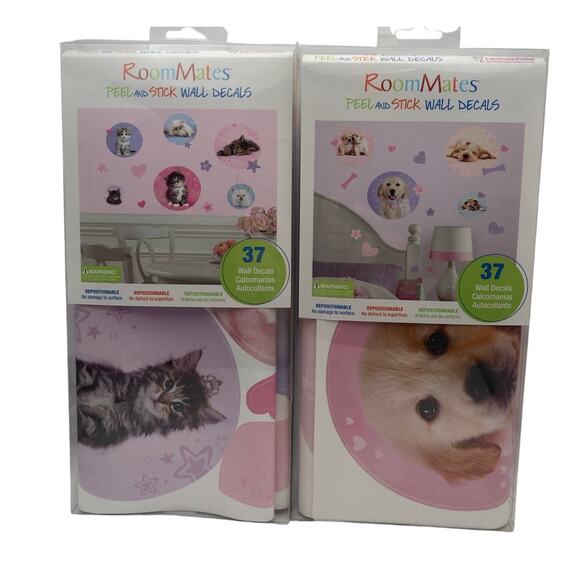 Kitten and Puppies Cute Wall Decal Stickers 74 Total Removable Peel and Stick - Picture 1 of 6